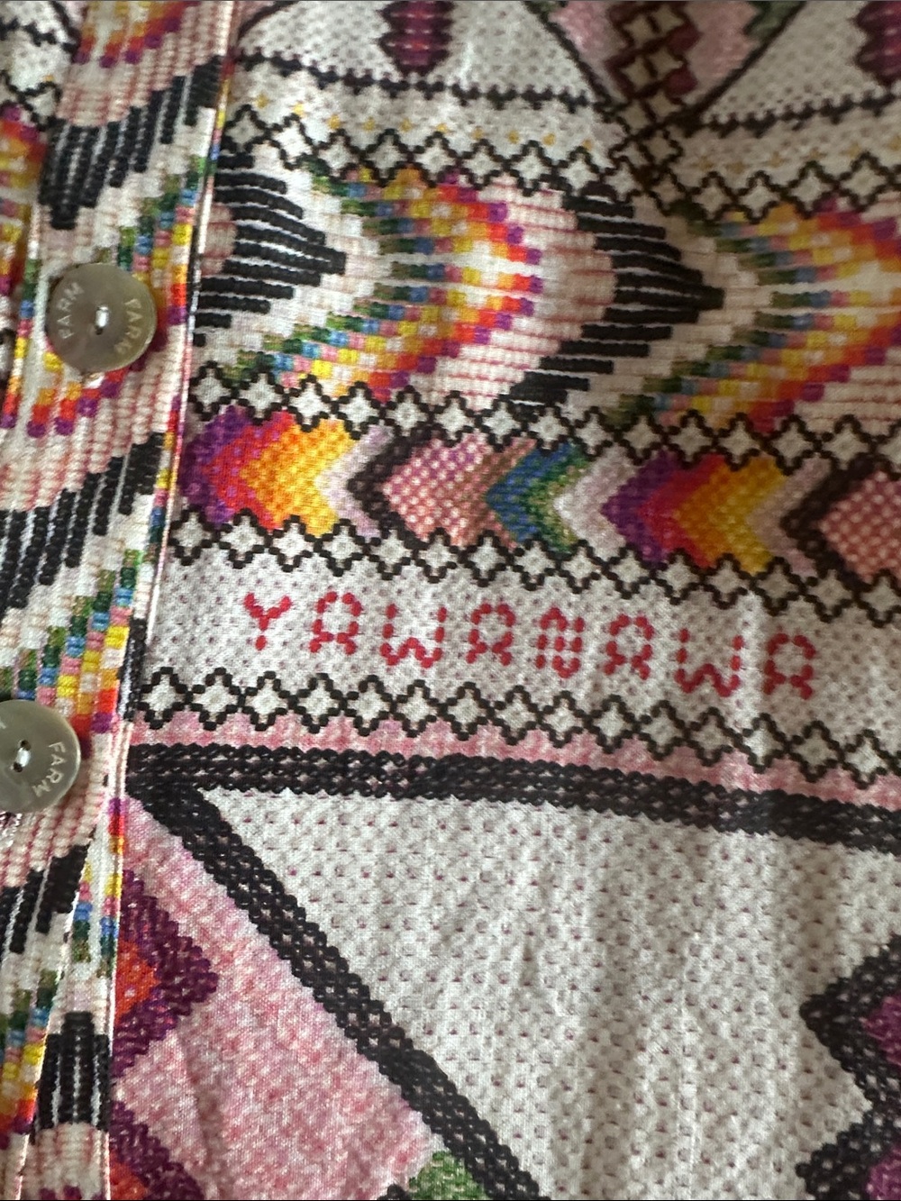 FARM Rio Bright Multicolor Geometric Midi Dress Boho Aztec Tribal Summer - Picture 6 of 7